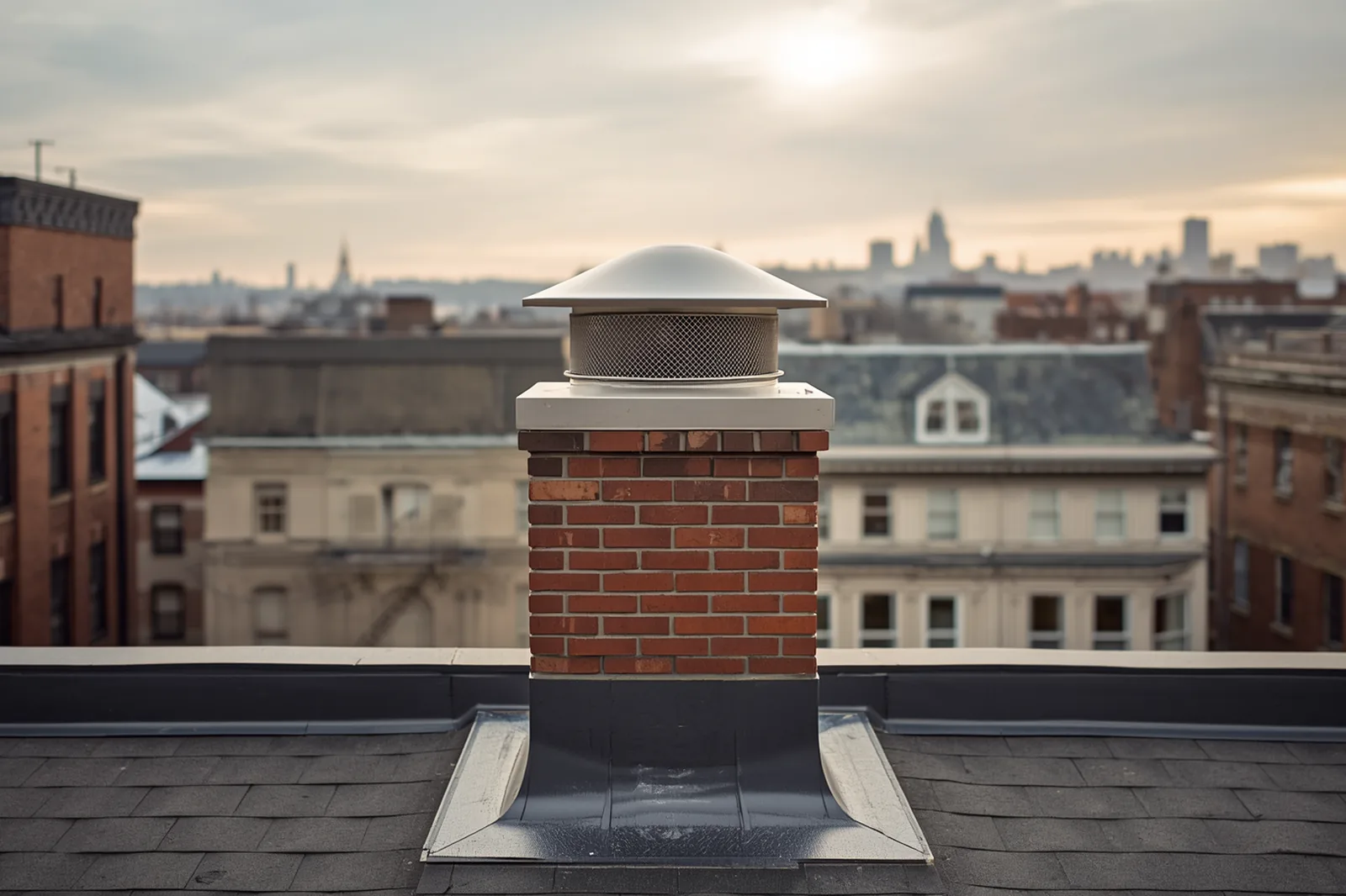 After: chimney cap installation completed on a limestone rowhouse in Crown Heights, Brooklyn