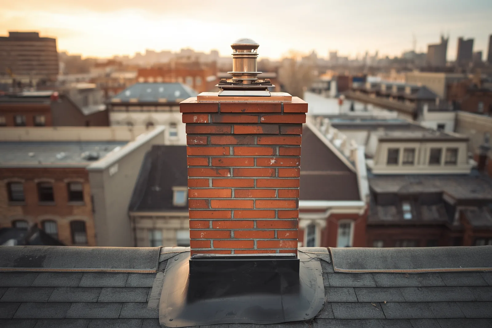 After: chimney liner installation completed on a limestone rowhouse in Crown Heights, Brooklyn