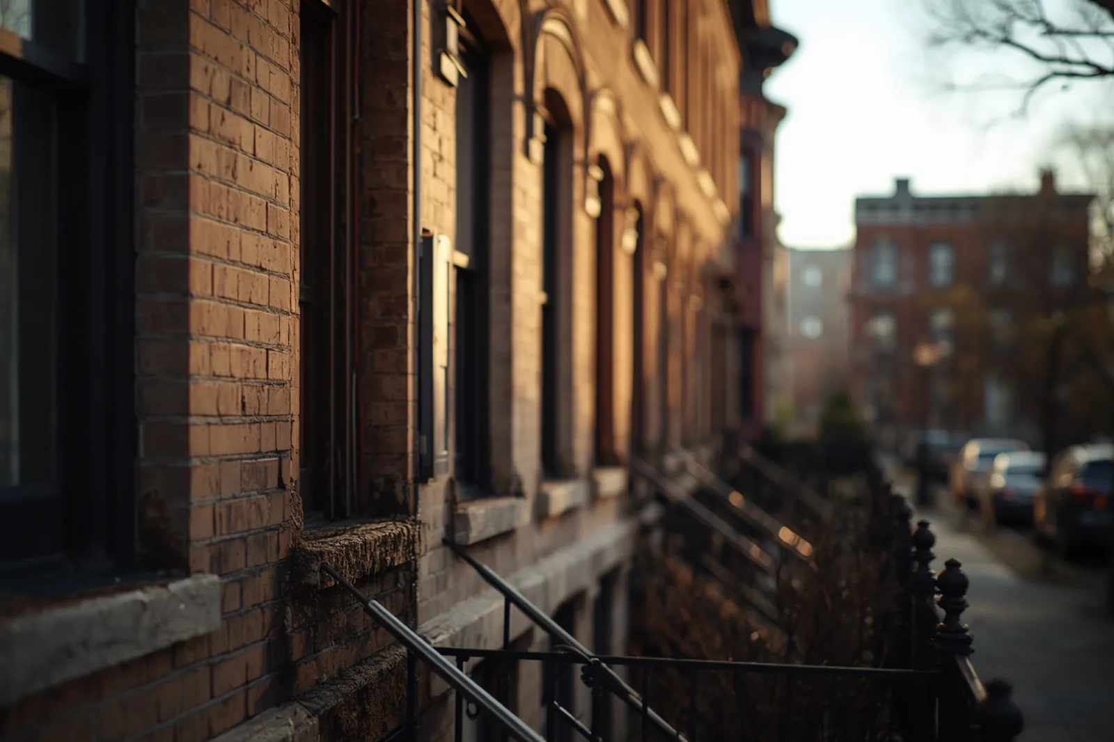 Finished creosote removal detail on a limestone rowhouse in Crown Heights, Brooklyn