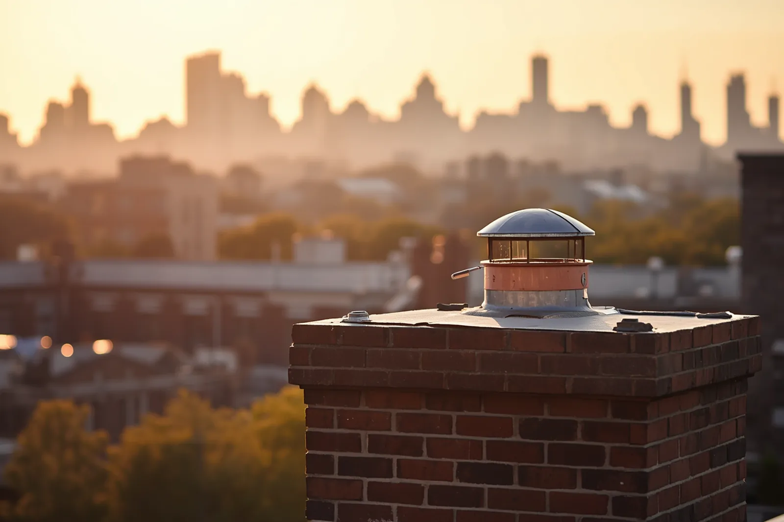 Chimney cap and crown detail in Crown Heights, Brooklyn