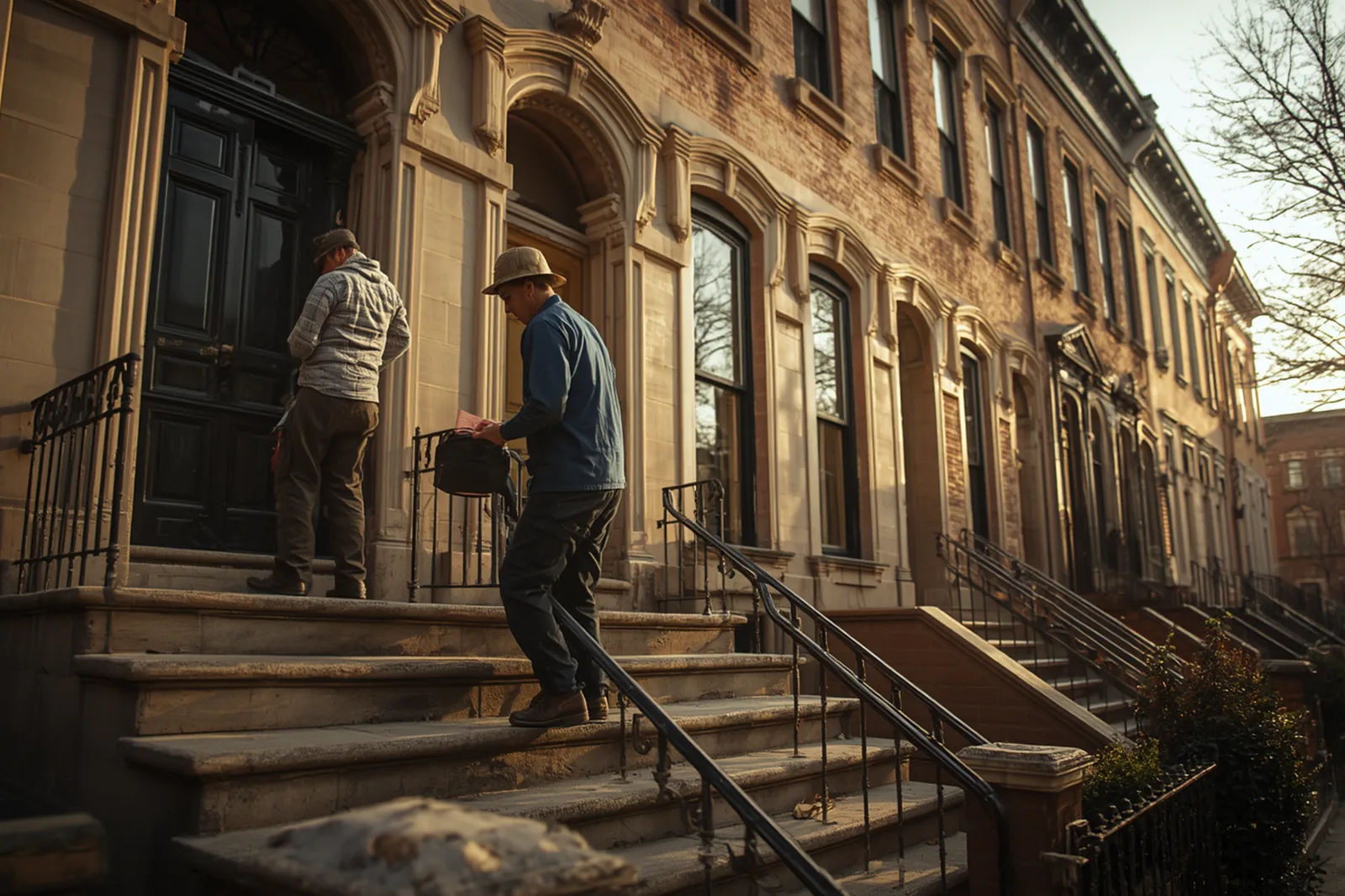 Chimney crew arriving at a Crown Heights, Brooklyn home