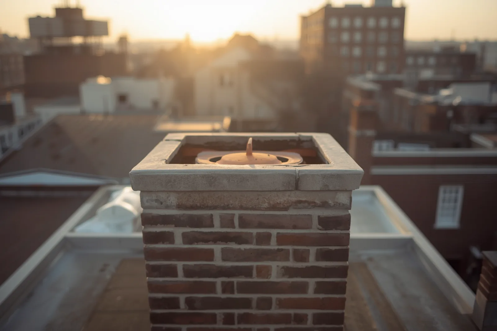 Before: chimney inspection needed on a limestone rowhouse in Crown Heights, Brooklyn