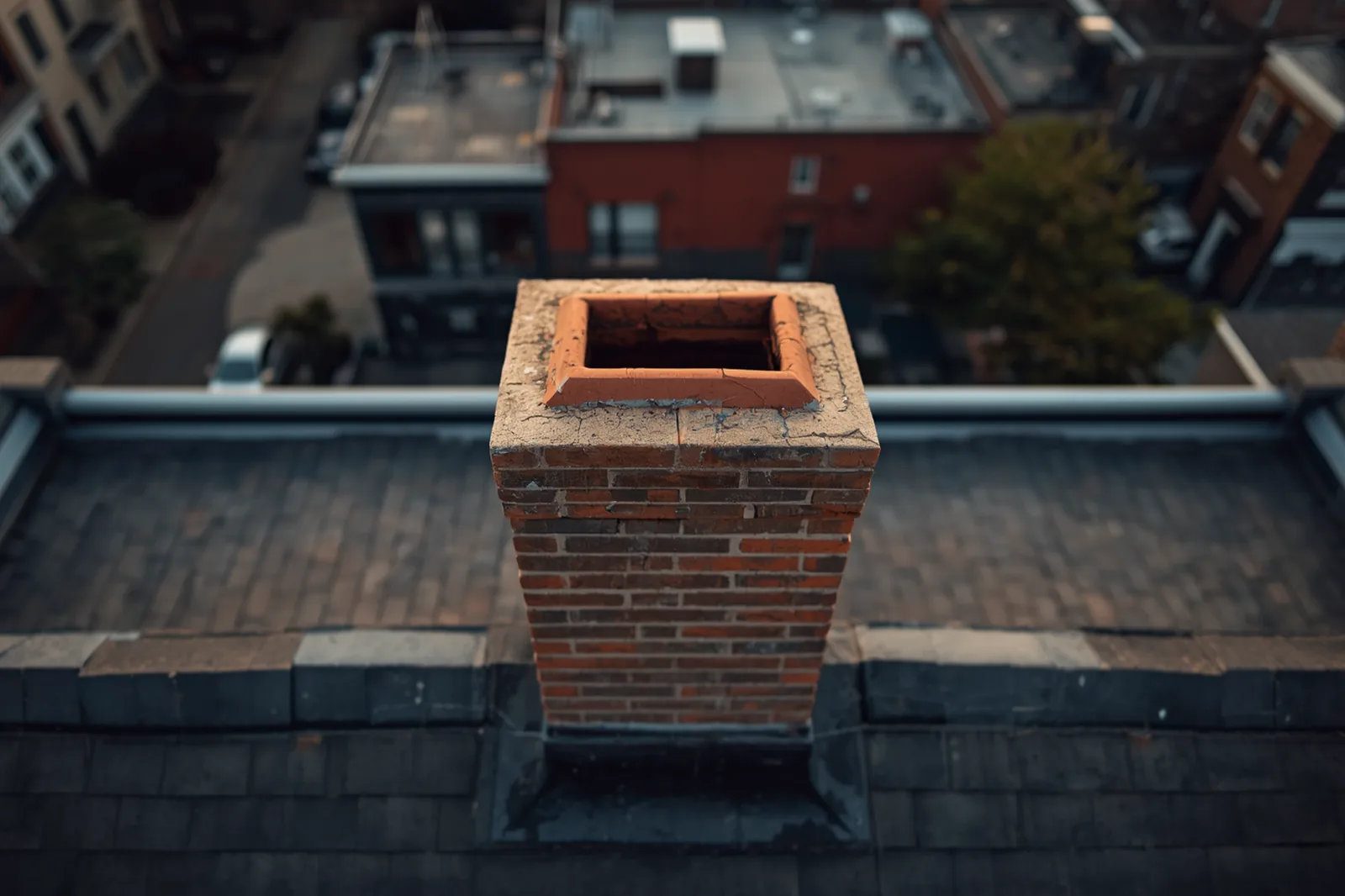 Before: chimney liner installation needed on a limestone rowhouse in Crown Heights, Brooklyn