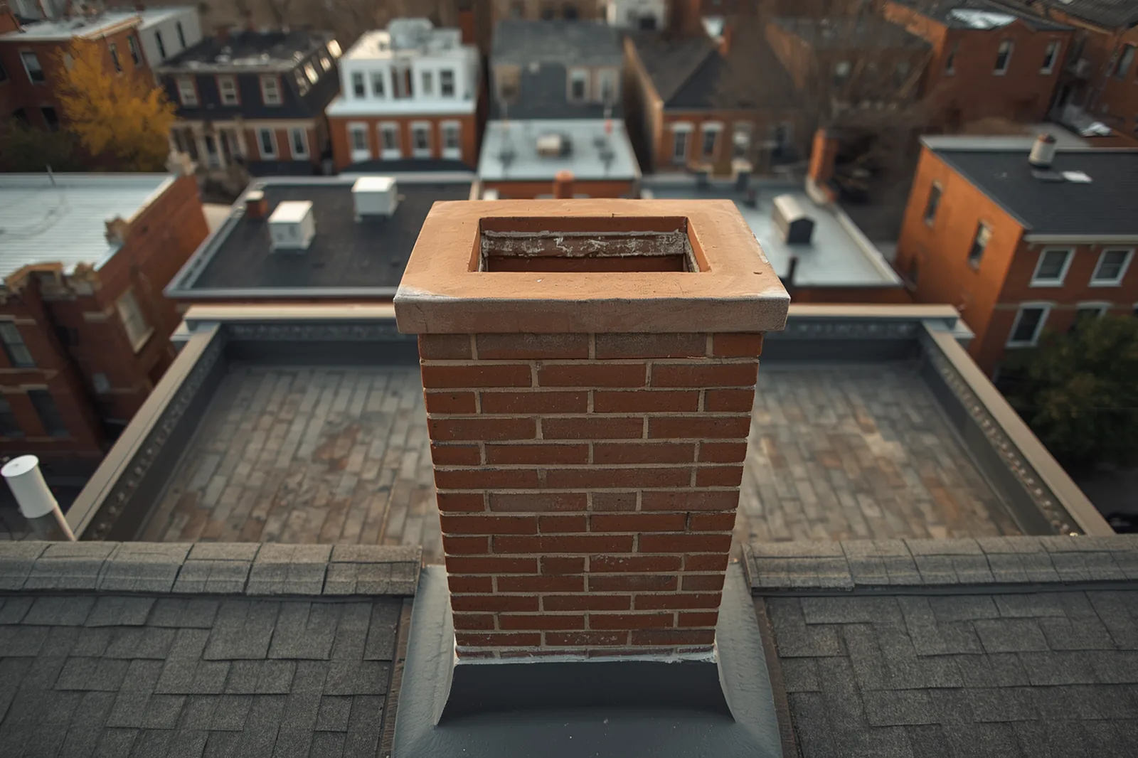 After: chimney sweep completed on a limestone rowhouse in Crown Heights, Brooklyn