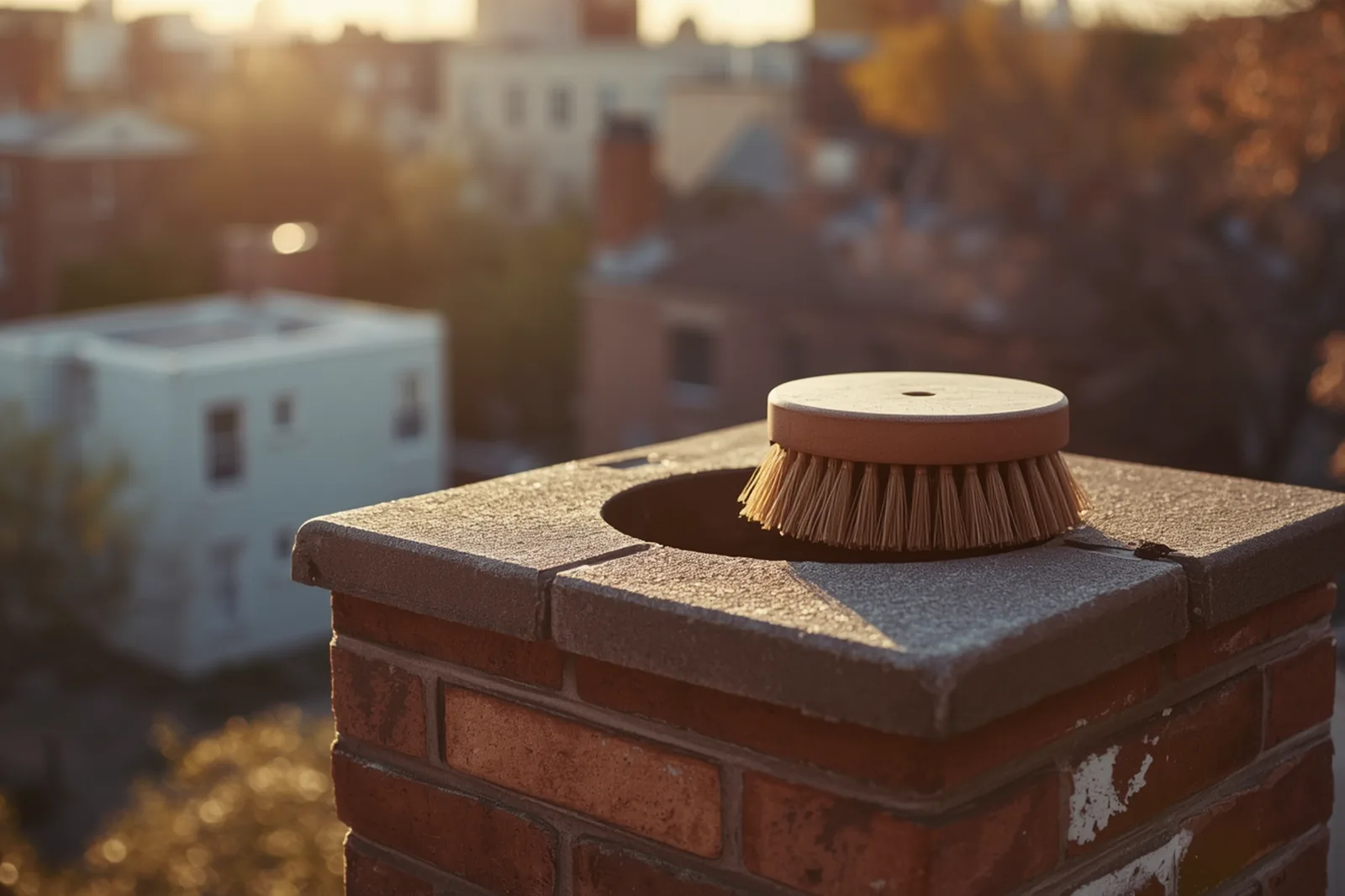Finished chimney sweep detail on a limestone rowhouse in Crown Heights, Brooklyn
